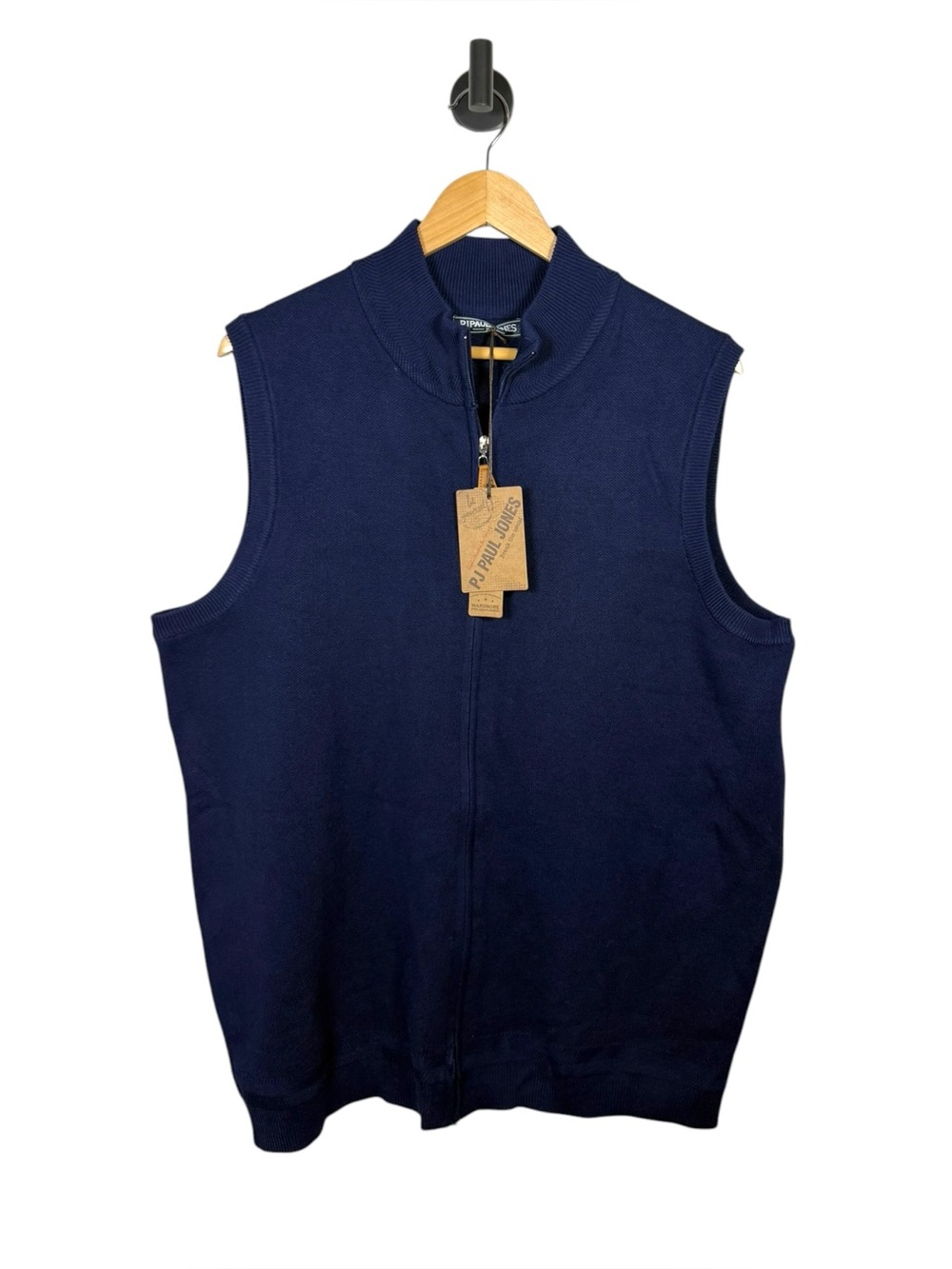 PJ Paul Jones Mens Full Zip Knit Sweater Vest Navy Blue XL NWT Business Casual